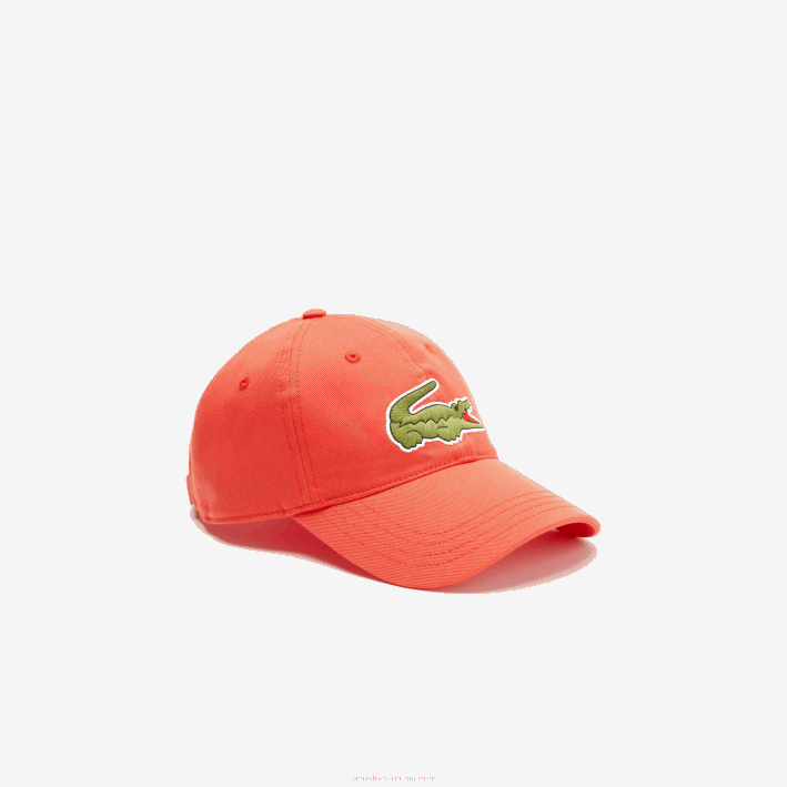 hombres Lacoste 6F242187 naranja 02k gorra de sarga de algodón orgánico ajustable hombres Lacoste 6F242187 naranja 02k gorra de sarga de algodón orgánico ajustable