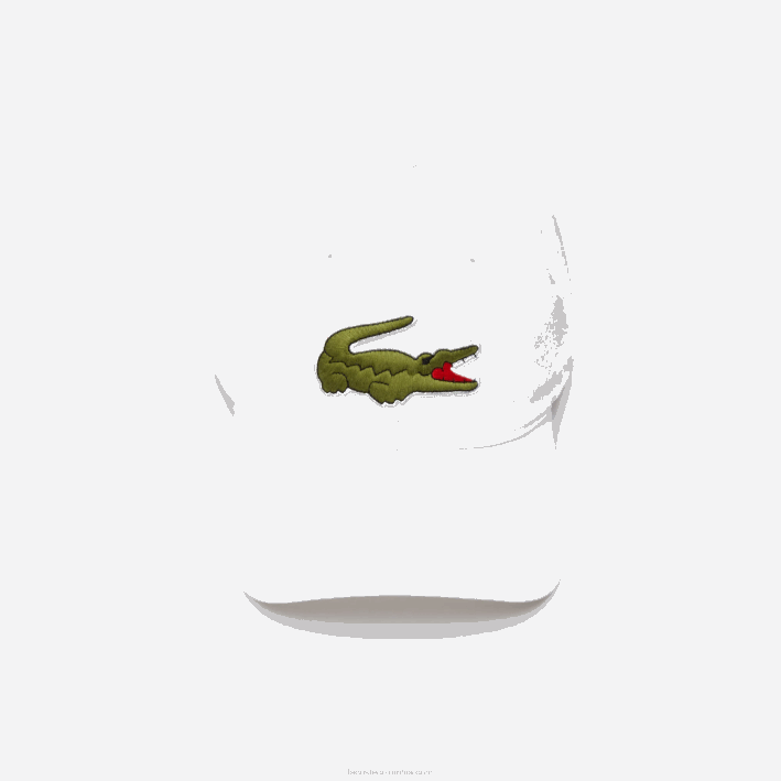 hombres Lacoste 6F242232 blanco 001 correa de contraste y gorra de algodón de cocodrilo de gran tamaño