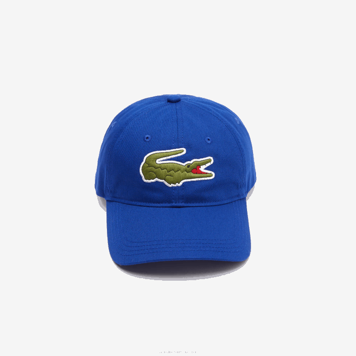 hombres Lacoste 6F242234 bdm azul correa de contraste y gorra de algodón de cocodrilo de gran tamaño