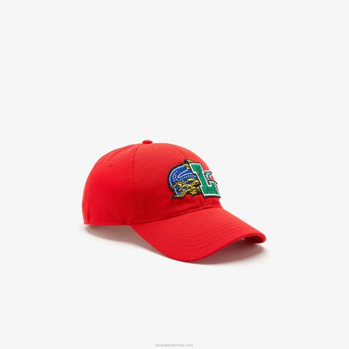 hombres Lacoste 6F242240 rojo 240 gorra con insignia en contraste