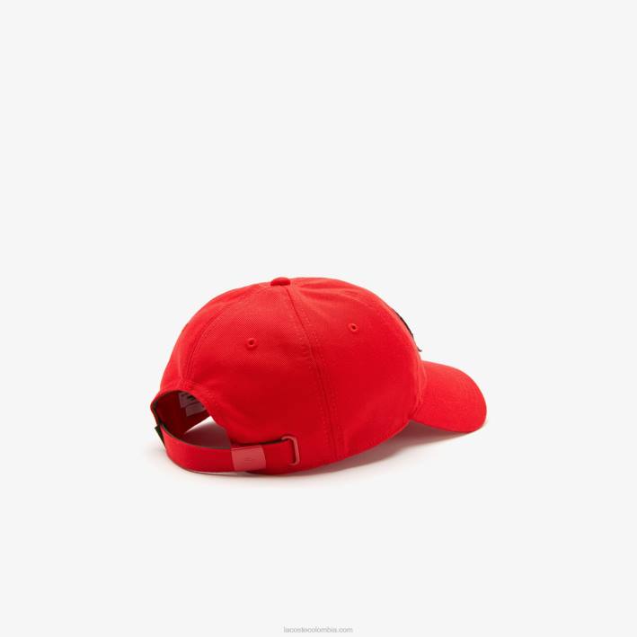hombres Lacoste 6F242240 rojo 240 gorra con insignia en contraste