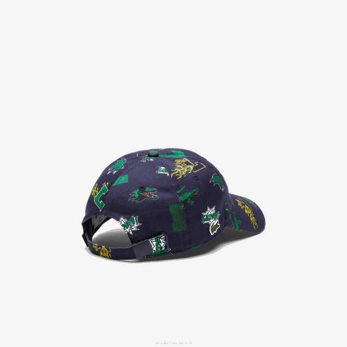 hombres Lacoste 6F242249 azul marino 166 gorra con estampado de cocodrilo
