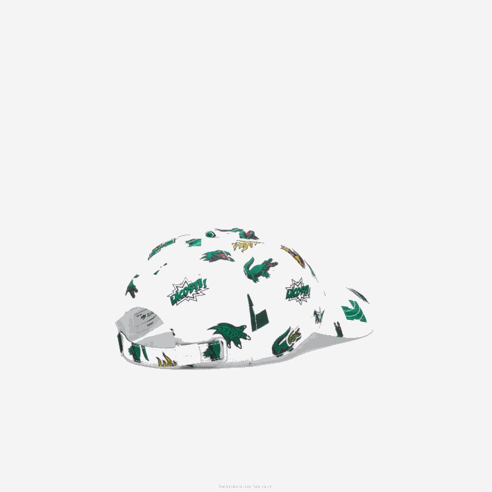 hombres Lacoste 6F242250 blanco 001 gorra con estampado de cocodrilo