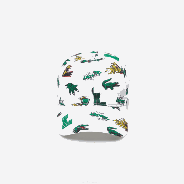 hombres Lacoste 6F242250 blanco 001 gorra con estampado de cocodrilo