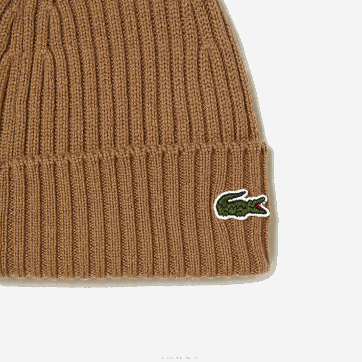 hombres Lacoste 6F242257 marrón z0w gorro de canalé de lana