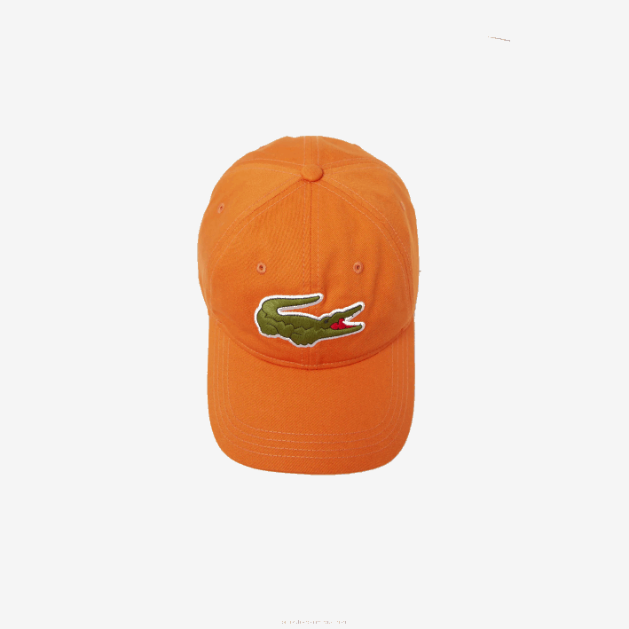 hombres Lacoste 6F242261 naranja tv1 correa de contraste y gorra de algodón de cocodrilo de gran tamaño