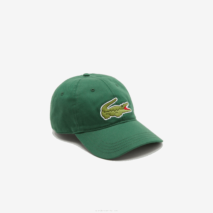 hombres Lacoste 6F242268 verde 132 gorra de sarga de algodón orgánico ajustable