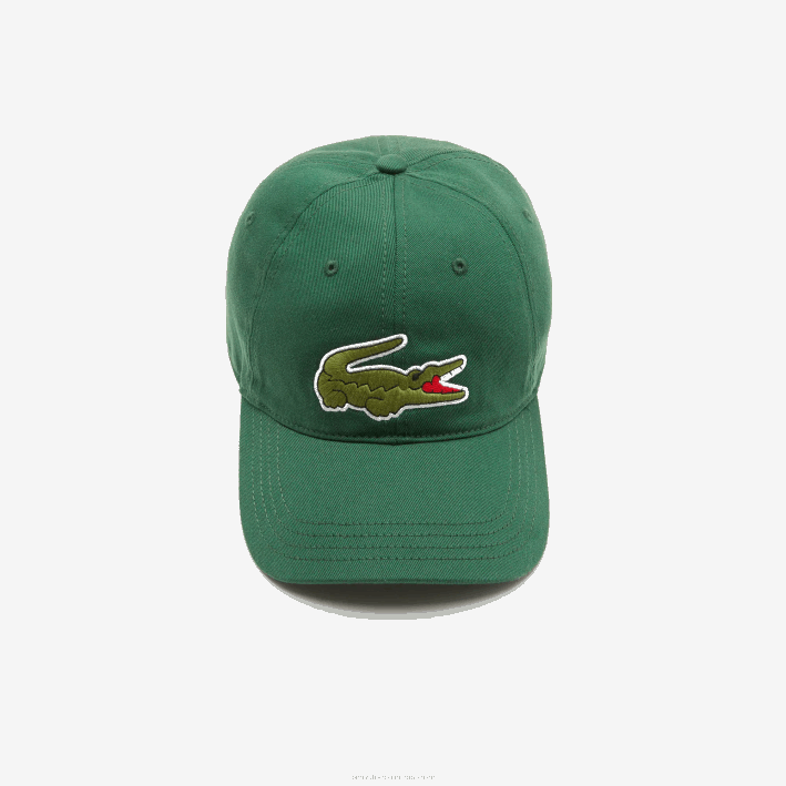 hombres Lacoste 6F242268 verde 132 gorra de sarga de algodón orgánico ajustable