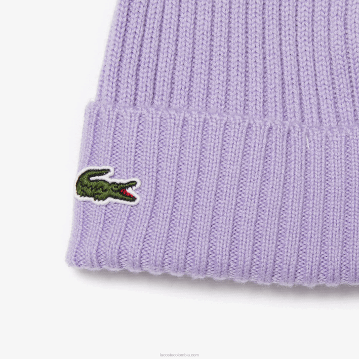 hombres Lacoste 6F242291 púrpura gfu gorro de canalé de lana