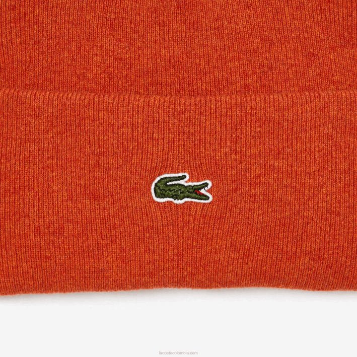 hombres Lacoste 6F242292 naranja uy6 gorro de lana
