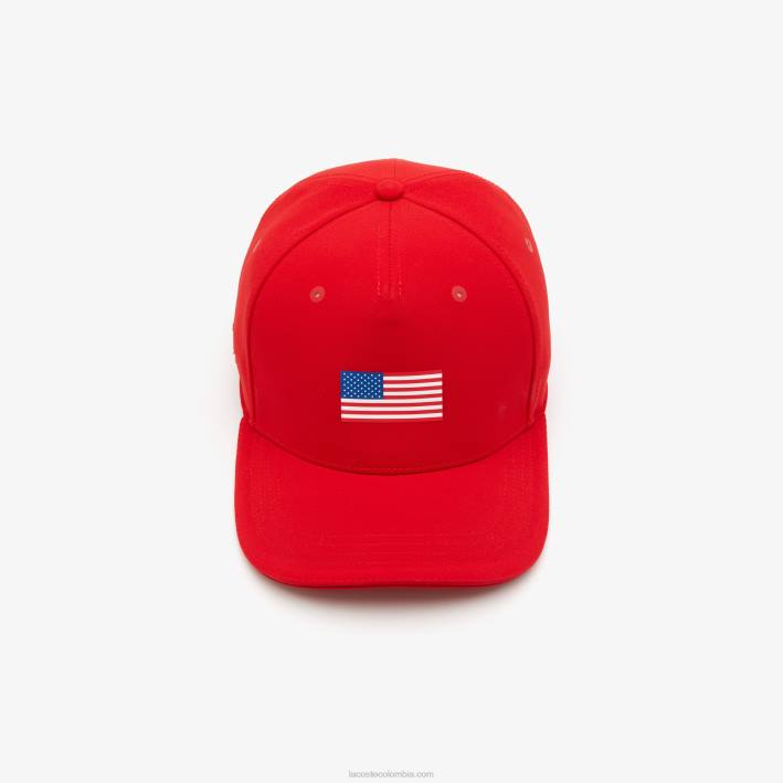 hombres Lacoste 6F242330 rojo 240 gorra ajustable de la bandera americana del deporte de la copa de los presidentes
