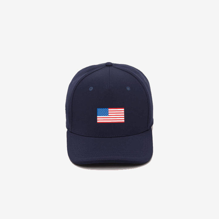 hombres Lacoste 6F242331 azul marino 166 gorra ajustable de la bandera americana del deporte de la copa de los presidentes