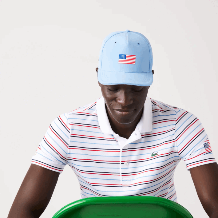 hombres Lacoste 6F242332 azul 5r4 gorra ajustable de la bandera americana del deporte de la copa de los presidentes