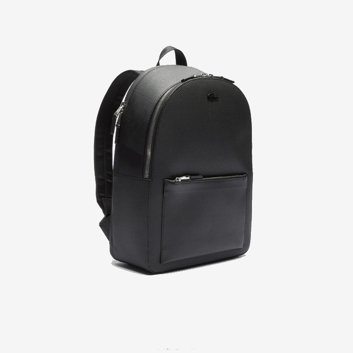 hombres Lacoste 6F242022 negro 000 mochila de cuero cosido mate chantaco
