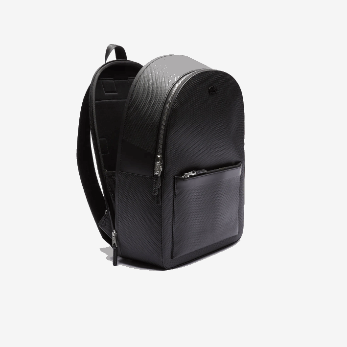 hombres Lacoste 6F242022 negro 000 mochila de cuero cosido mate chantaco