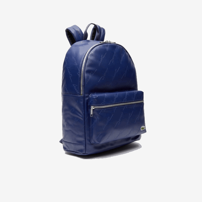 hombres Lacoste 6F242047 profundidades azules e62 mochila con cremallera y estampado de la firma en vivo