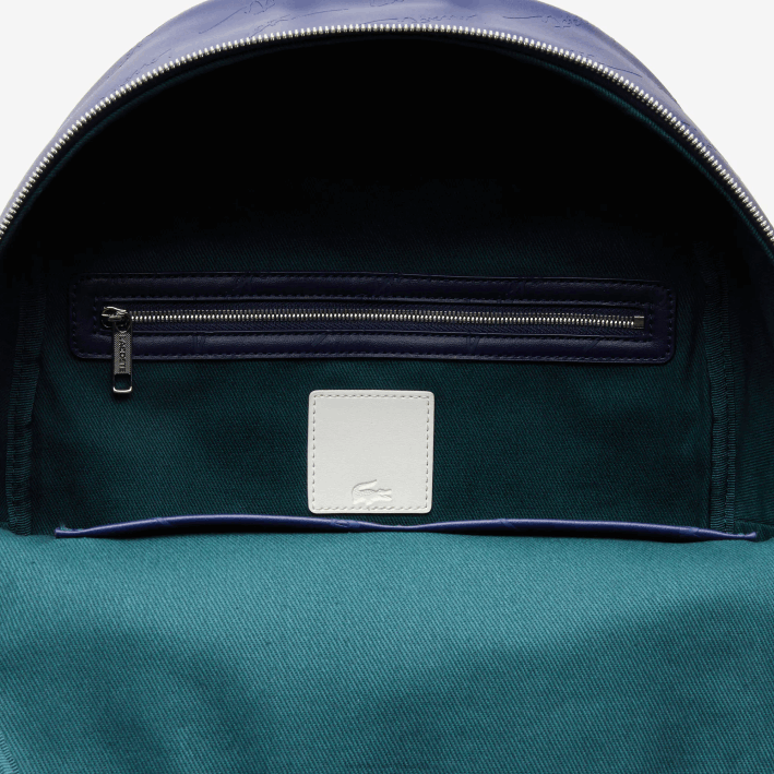 hombres Lacoste 6F242047 profundidades azules e62 mochila con cremallera y estampado de la firma en vivo