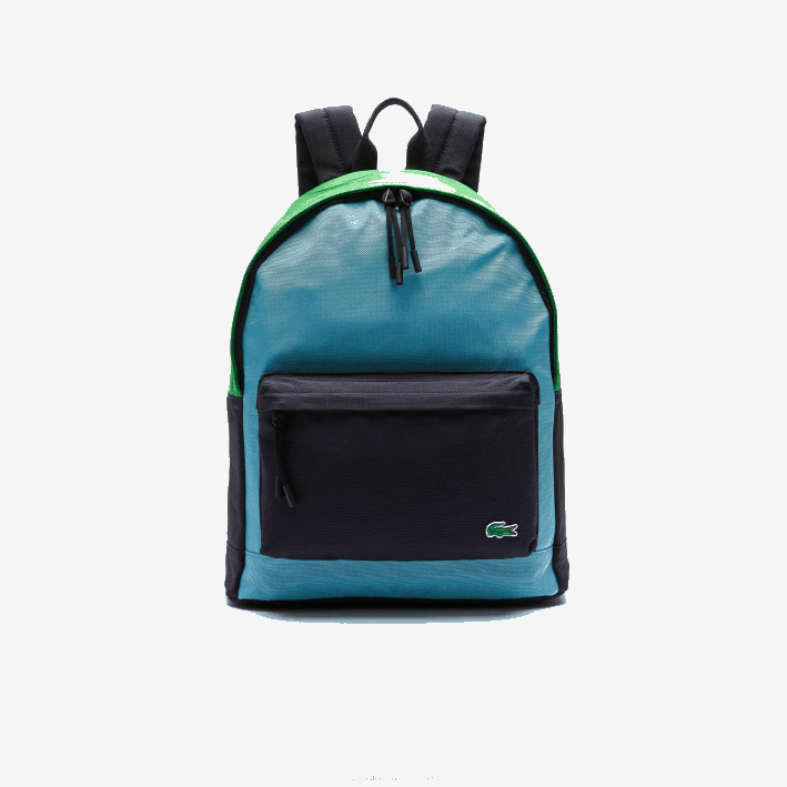 hombres Lacoste 6F242069 abime malaquita azur h77 mochila de lona con bloques de color