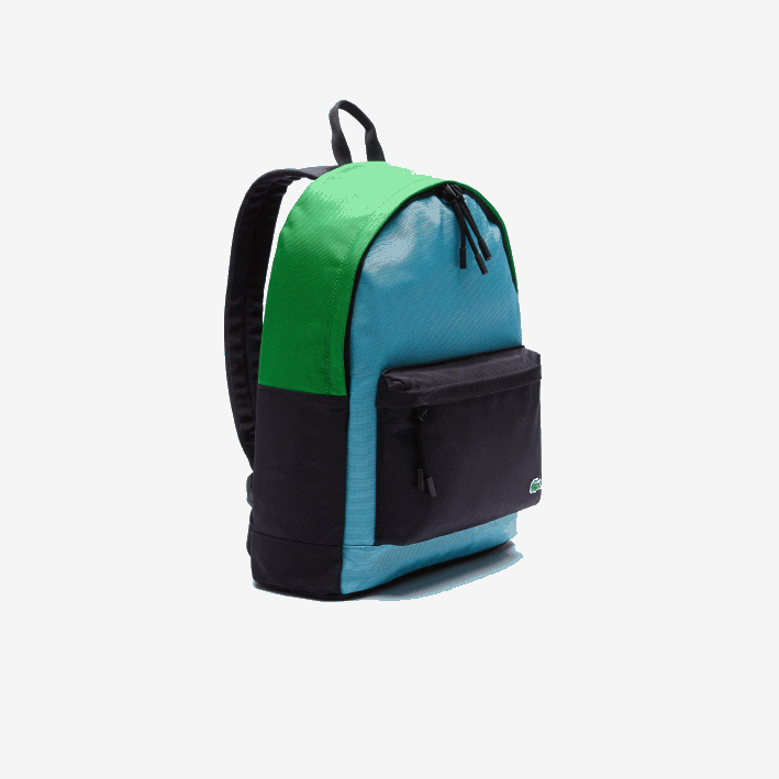 hombres Lacoste 6F242069 abime malaquita azur h77 mochila de lona con bloques de color