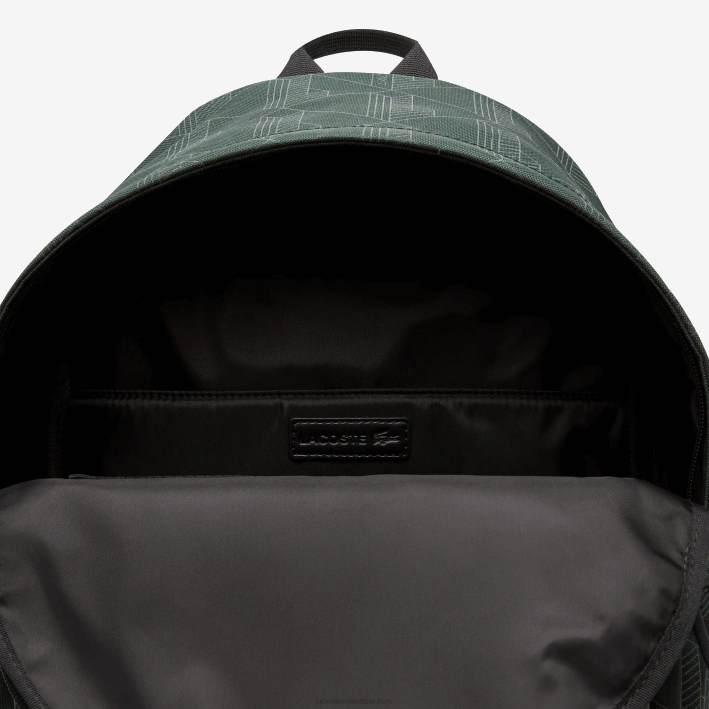 hombres Lacoste 6F242072 sinople monograma l22 mochila con estampado de monograma reflectante