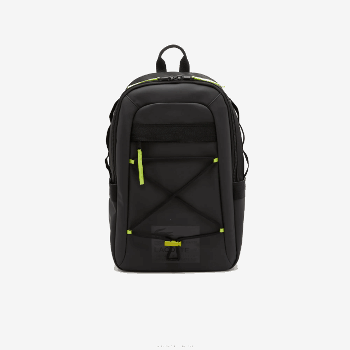 hombres Lacoste 6F242085 negro lima k68 mochila repelente al agua con cordones elásticos