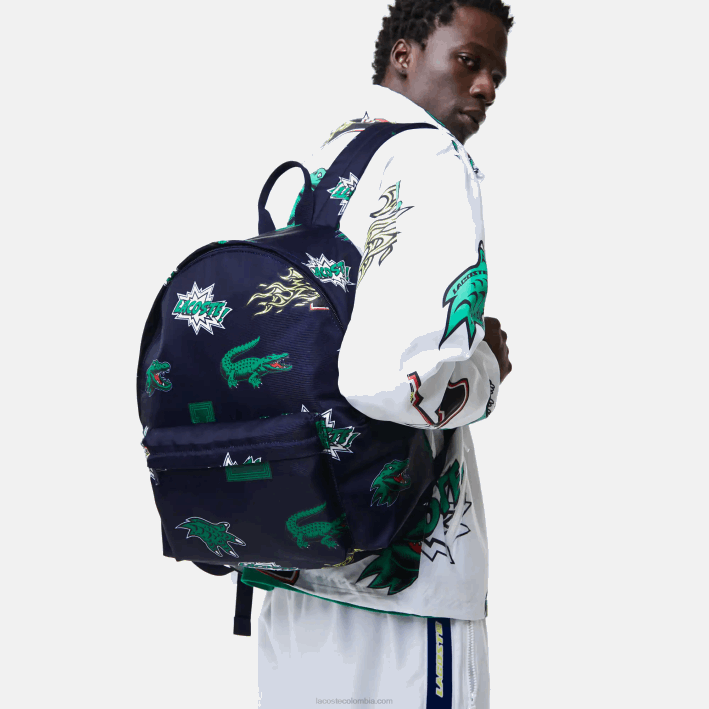 hombres Lacoste 6F242096 marino 166 cocodrilo por toda la prenda l25 mochila con estampado de cómic hombres Lacoste 6F242096 marino 166 cocodrilo por toda la prenda l25 mochila con estampado de cómic