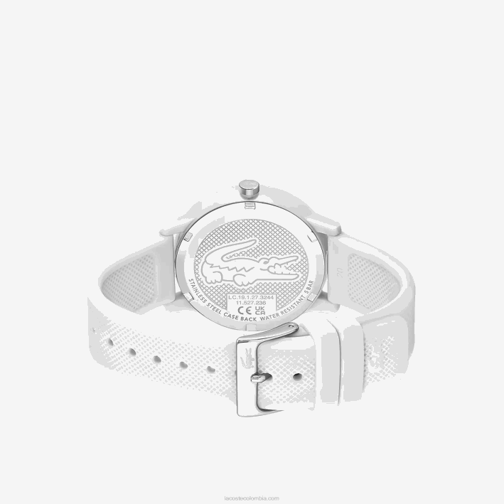 hombres Lacoste 6F242203 blanco 000 Reloj 12.12 correa silicona blanca