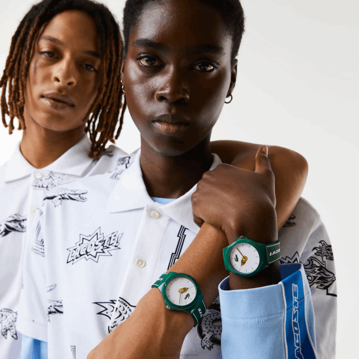 hombres Lacoste 6F242206 verde 000 reloj correa de silicona verde neocroc