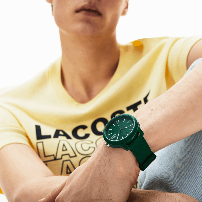 hombres Lacoste 6F242256 verde 000 correa de silicona verde reloj 12.12