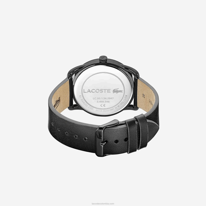 hombres Lacoste 6F242312 negro 000 reloj urbano de caballero con correa de piel negra