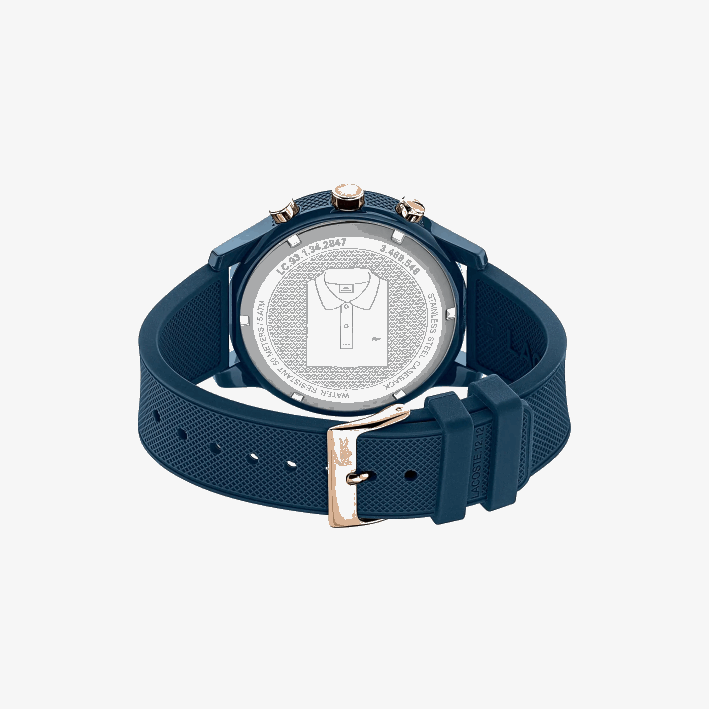 hombres Lacoste 6F242314 azul 000 Reloj 12.12 con correa de petit piqué de silicona azul marino