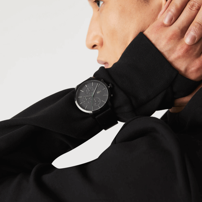 hombres Lacoste 6F242318 negro 000 reloj replay con correa de piel negra hombres Lacoste 6F242318 negro 000 reloj replay con correa de piel negra