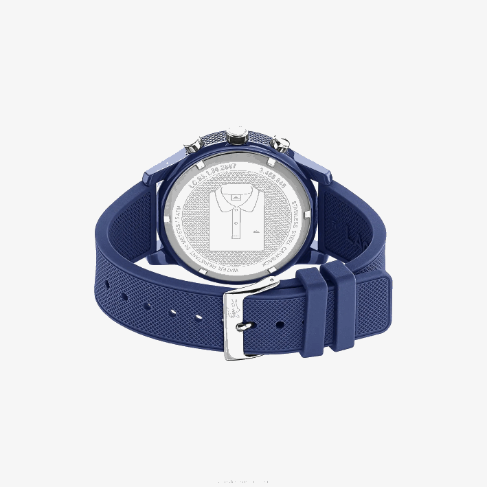 hombres Lacoste 6F242329 azul 000 Reloj cronógrafo 12.12 con correa de silicona azul