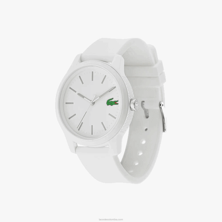 hombres Lacoste 6F242333 blanco 000 Reloj l.12.12 con correa de silicona blanca.