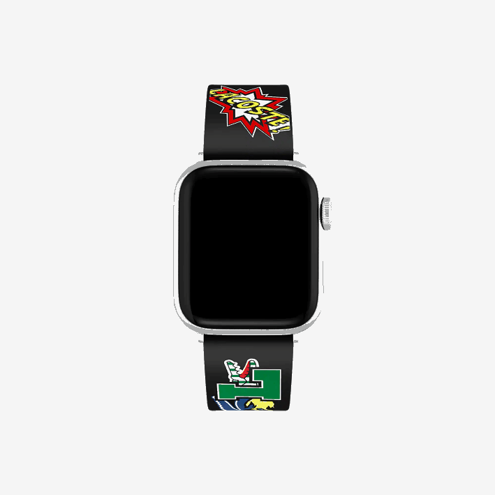 hombres Lacoste 6F242344 negro 000 correa de silicona para apple watch con estampado de cómic