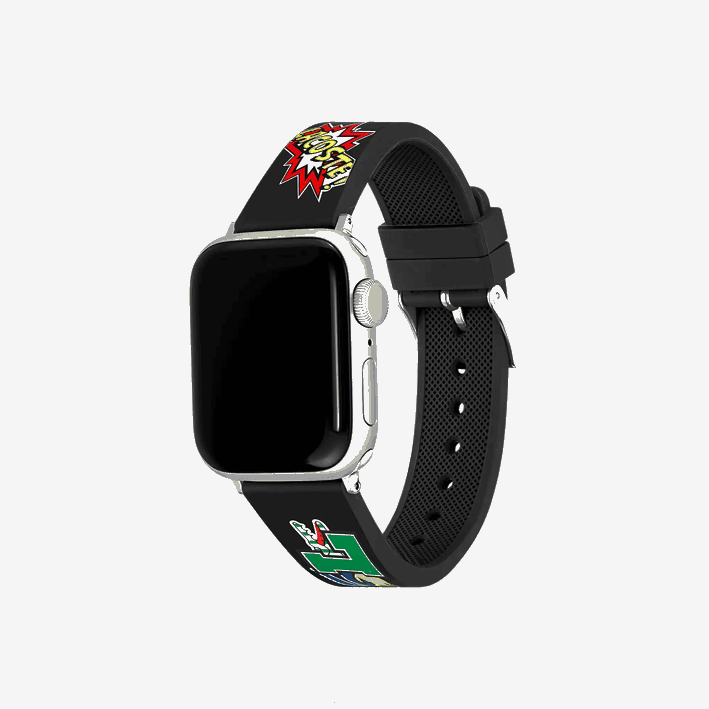 hombres Lacoste 6F242344 negro 000 correa de silicona para apple watch con estampado de cómic