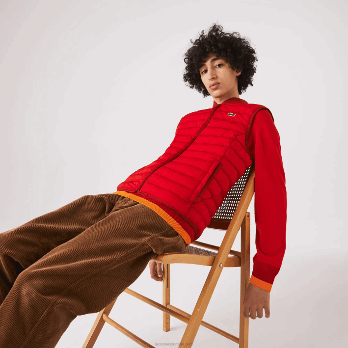 hombres Lacoste 6F241288 rojo 240 abrigo acolchado ligero y plegable resistente al agua