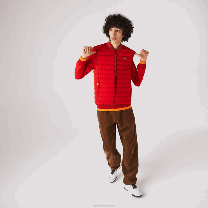 hombres Lacoste 6F241288 rojo 240 abrigo acolchado ligero y plegable resistente al agua