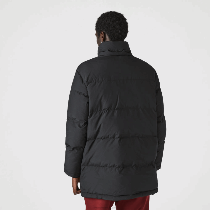 hombres Lacoste 6F241317 negro 031 abrigo largo acolchado con capucha removible