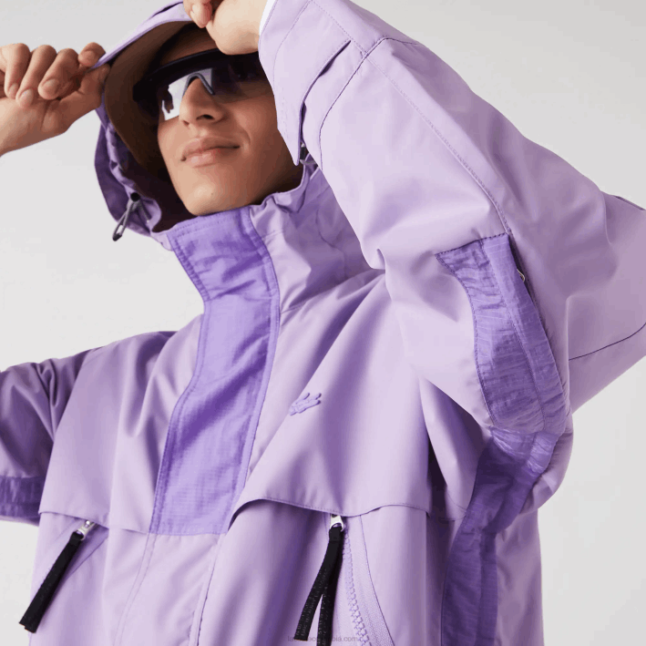 hombres Lacoste 6F241256 púrpura gfu parka repelente al agua