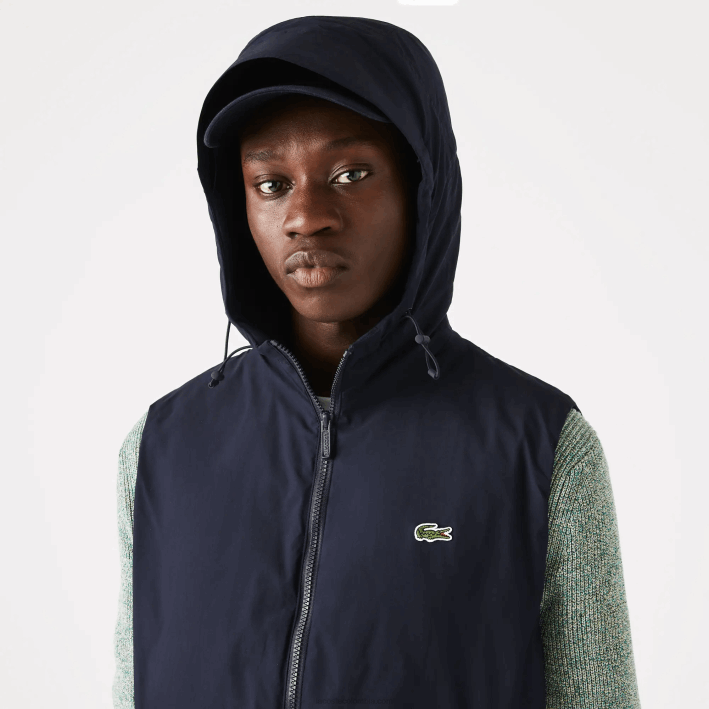 hombres Lacoste 6F241290 beige blanco a8m trinchera de cuadros 3 en 1 heritage