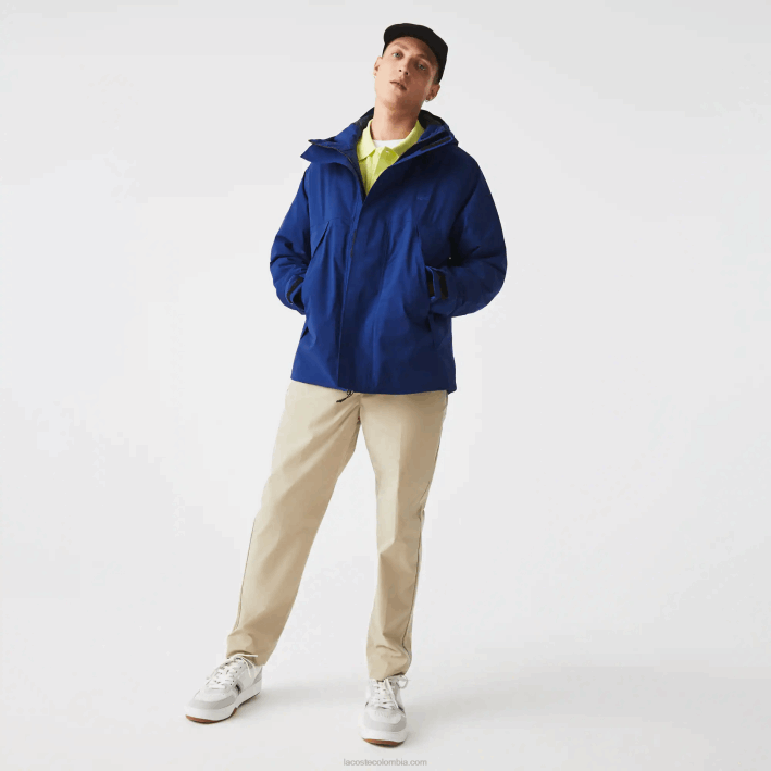 hombres Lacoste 6F241308 bdm azul parka acolchada resistente al agua