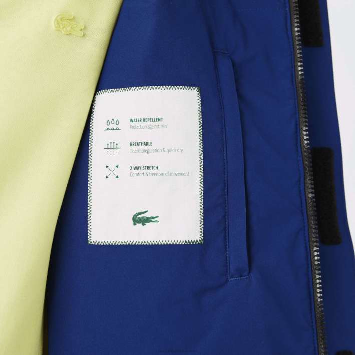 hombres Lacoste 6F241308 bdm azul parka acolchada resistente al agua