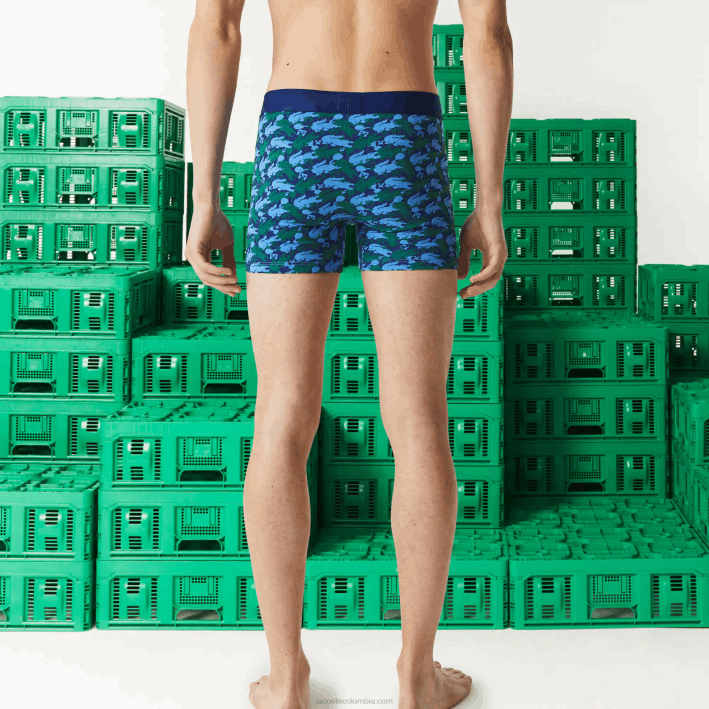 hombres6F241599 blanco c50 Bóxer largo de algodón orgánico con estampado Lacoste x Minecraft