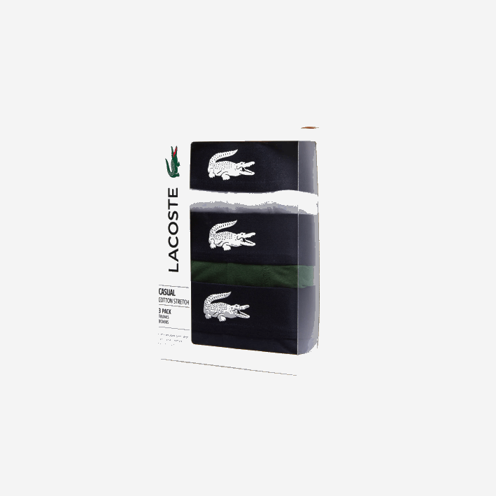hombres Lacoste 6F241341 verde azul marino blanco p52 pack de 3 calzoncillos de algodón stretch no combinados