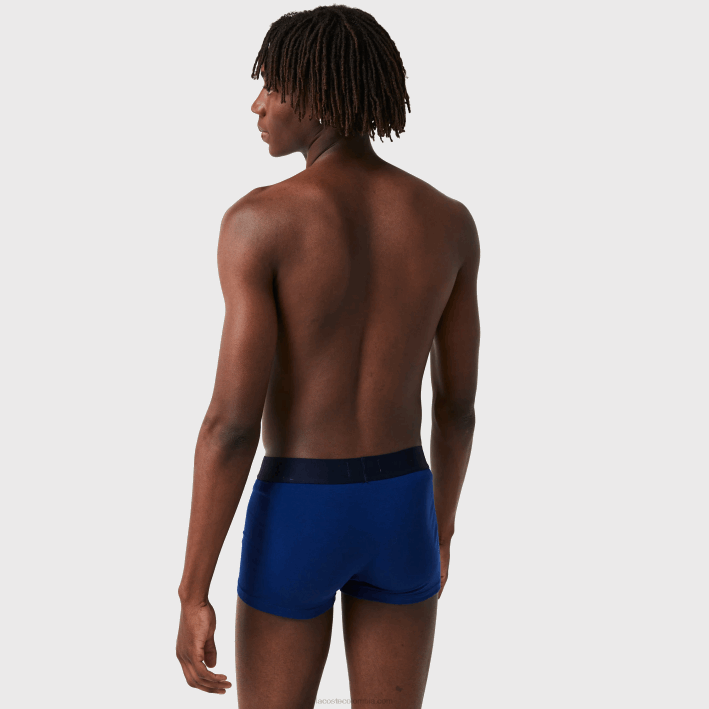 hombres Lacoste 6F241342 blanco gris chino azul marino bck pack de 3 calzoncillos de algodón stretch no combinados