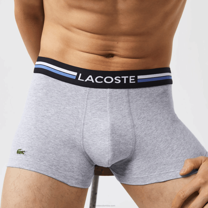hombres Lacoste 6F241348 gris lomo caqui verde azul 8wz Pack de 3 calzoncillos icónicos con cinturilla en tres tonos hombres Lacoste 6F241348 gris lomo caqui verde azul 8wz Pack de 3 calzoncillos icónicos con cinturilla en tres tonos