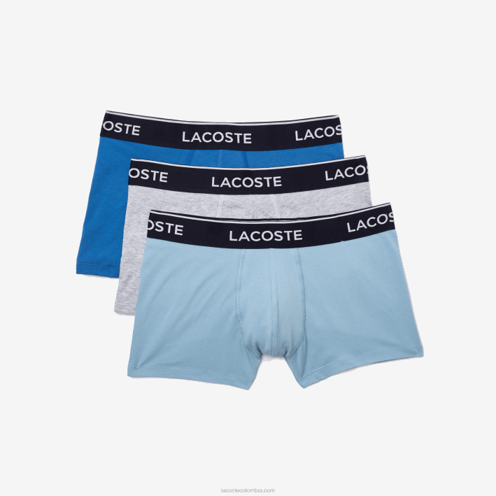 hombres Lacoste 6F241371 lomo gris azulado f7k calzoncillos tipo bóxer informales, paquete de 3