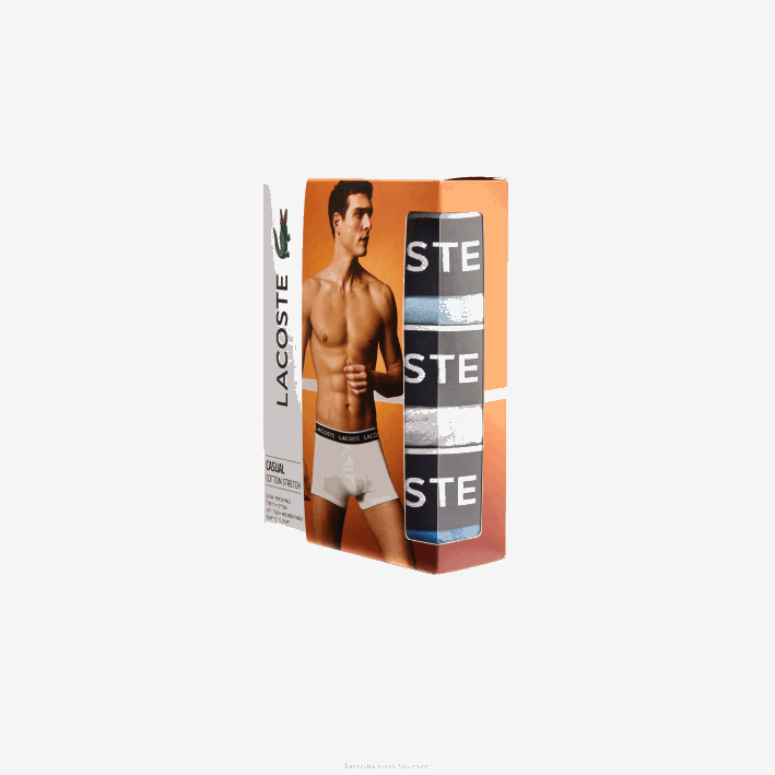 hombres Lacoste 6F241371 lomo gris azulado f7k calzoncillos tipo bóxer informales, paquete de 3