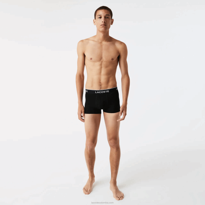 hombres Lacoste 6F241372 negro blanco gris chine nua calzoncillos tipo bóxer informales, paquete de 3 hombres Lacoste 6F241372 negro blanco gris chine nua calzoncillos tipo bóxer informales, paquete de 3